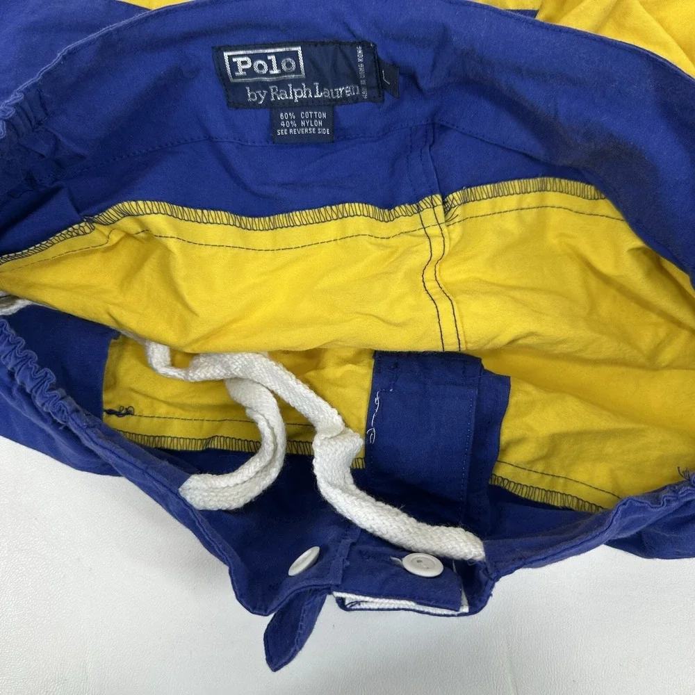 Polo‎ Ralph Lauren Cookie Shorts Trunks Mens L Blue Yellow Striped Sailing